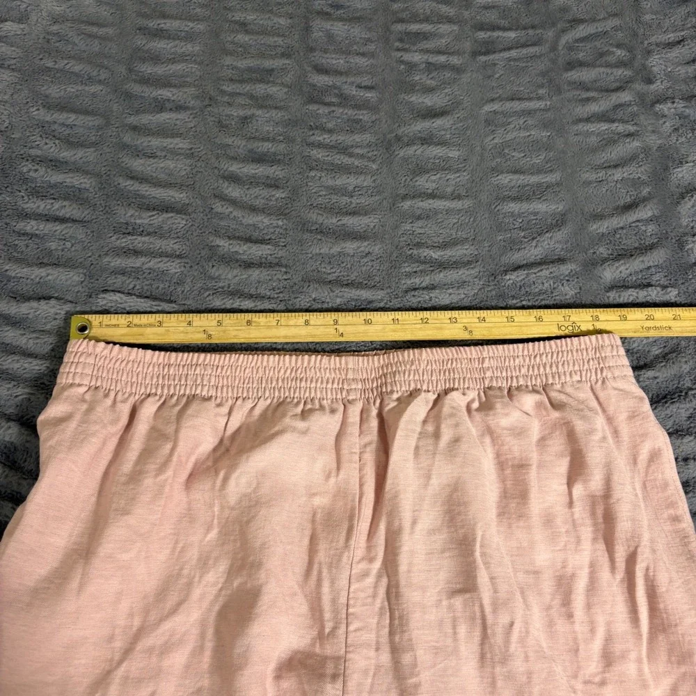 H&M Pink Linen Blend Wide Leg Culotte Pants XL High Waist Relaxed Crop AQ240